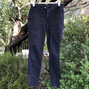 Lucky Brand twill navy blue pants with zippers